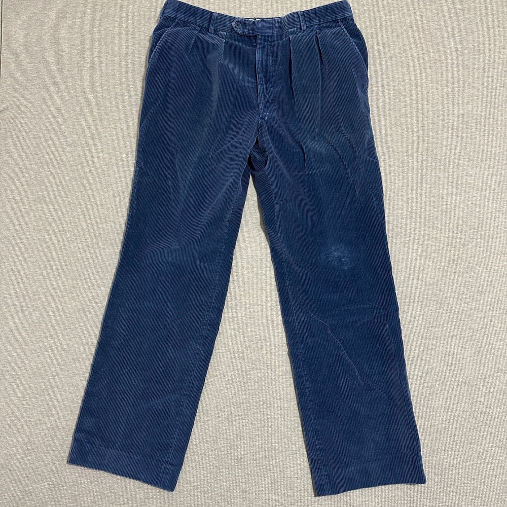 Polo Ralph Lauren Andrew Pant Corduroy Pleated Straight Blue Mens Size W33 L30